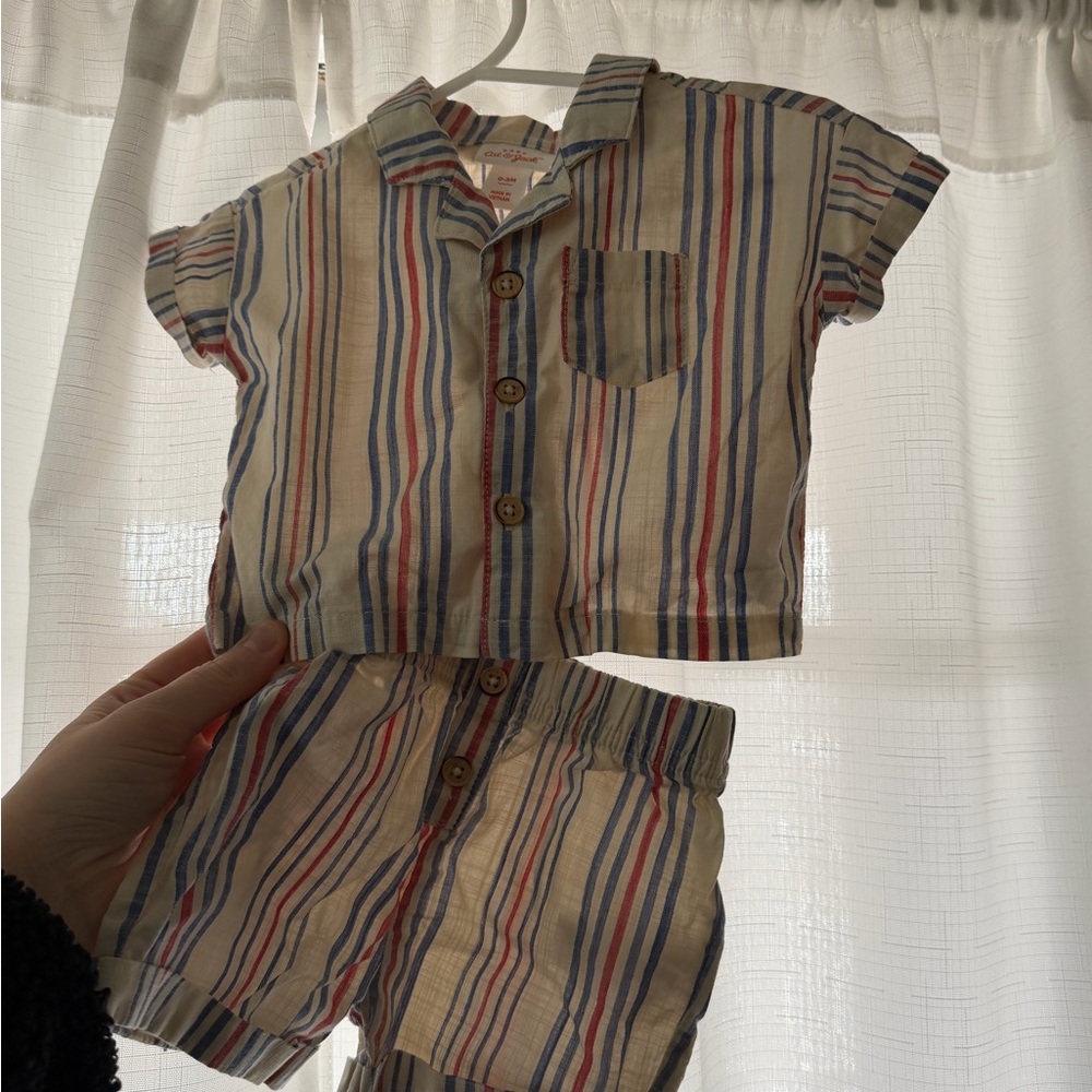 Striped T shirt and shorts set